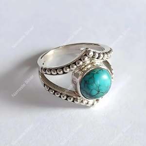 925 Sterling Silver <b>Turquoise</b> <b>Ring</b> Handmade December Birthstone Promise Jewelry with Natural Blue Gemstone Inlay Gift Idea - Product Image 5