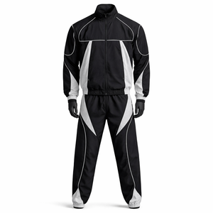 Custom <b>Men</b>’s Lightweight Track Suit Black <b>White</b> Sportswear Set Windproof <b>Jacket</b> Jogging Pants - Product Image 1