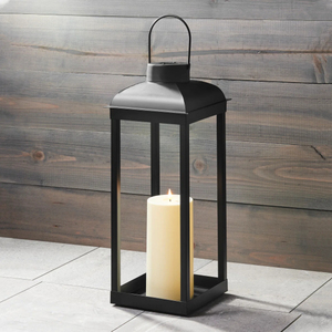 <b>Set</b> Of Two Iron Candle <b>Lantern</b> <b>Set</b> With Glass Shade Black Metal Base For Home Decoration Heat Resistant Design - Product Image 6