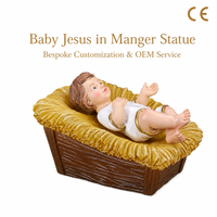 Statuette de Jésus Bébé dans la Crèche en Résine, Statue Religieuse Catholique pour la Maison, l'Église, le Bureau, Décoration de Noël et de Pâques