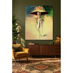 Fida, femme élégante avec un chapeau à large bord et des gants longs, impression sur toile - Product Image 1