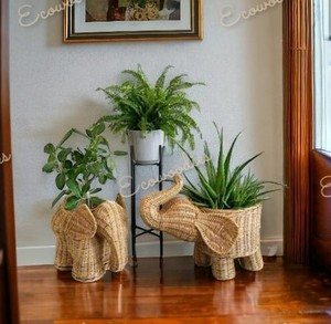 Maceta de mimbre Bohemia para interiores y exteriores, maceta decorativa en forma de Animal para el hogar, jardín, balcón, decoración para interiores y exteriores - Product Image 2