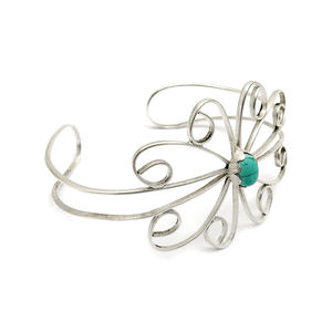 Beautiful Artisan Work Handmade Fine 925 Sterling Silver Natural Turquoise Gemstone Butterfly Shape Bangle <b>for</b> <b>Women</b> and Girls - Product Image 1