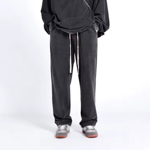 Pantalon de survêtement baggy taille moyenne fabriqué en usine respirant décontracté motif droit vêtements de qualité pro - Product Image 1