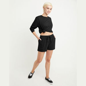 Women's High Waist Terry Cotton Fleece <b>Shorts</b> Custom Brand Logo Printed Wholesale Knitted Breathable <b>Sports</b> <b>Shorts</b> <b>Pocket</b> - Product Image 4