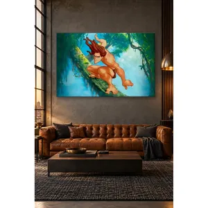 Fida Tarzan glissant sur un tronc d'arbre, impression sur toile - Product Image 5
