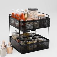 Support de rangement décoratif en métal à deux niveaux pour fruits, épices et légumes pour la cuisine et la table, le restaurant et l'hôtel