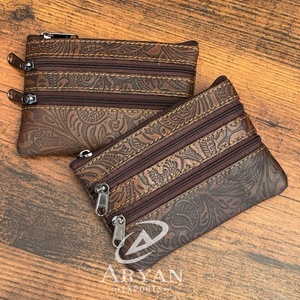 Mini porte-monnaie en cuir à fermeture éclair marron 2025, pochette en cuir véritable pour femmes, porte-cartes de crédit, nouveauté - Product Image 1