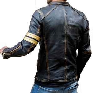 Men Casual Leather <b>Jackets</b> 100% Genuine Leather <b>Jacket</b> Distressed gray Leather Fashion <b>Jackets</b> - Product Image 2