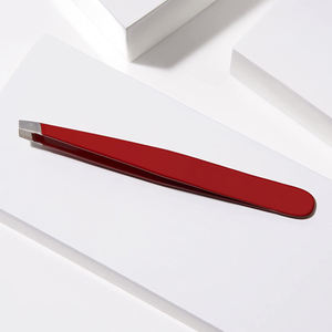 Pinzas de esmalte rojo con punta inclinada, diseño personalizado, logotipo, venta al por mayor - Product Image 4