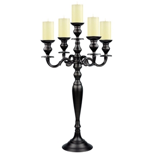 Artesanías de Metal negro personalizadas, nuevo candelabro de mesa de boda alto de 5 brazos, soporte de hierro para el hogar, iglesia, candelabros de Navidad - Product Image 1
