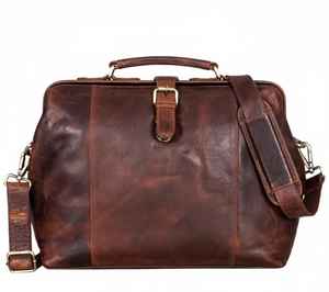 Mens Genuine Leather Luxury Doctor <b>Bag</b> Weekender Travel Duffle Large Capacity Water Resistant Eco-Friendly Vintage Brown <b>Medical</b> - Product Image 2