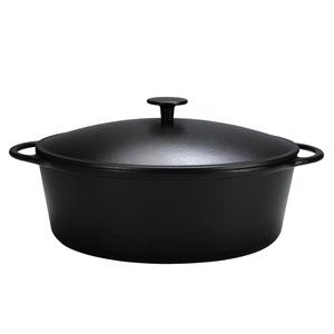 KARL KRGER Rustika Goose Roaster <b>Cast</b> Iron 7.5 L 34 Cm Matt Black with Pot Cover Oven Safe - Product Image 1