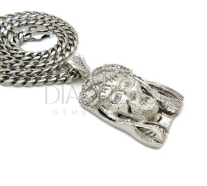 Colgante de cara de diamante de moissanita de moda, cadena cubana de Plata de Ley 925 para regalo de compromiso de boda, collar de estilo Hip Hop - Product Image 3