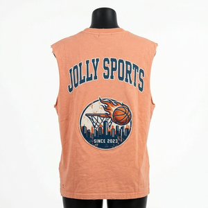 T-shirt sans manches pour femme, 190 GSM, jersey de coton premium, tissu lisse couleur pêche, impression graphique, logo, chemises en coton sans manches pour femme - Product Image 6