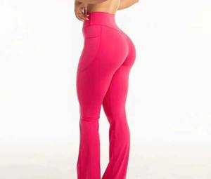 2025 Women's High-Waist <b>Flared</b> Yoga Pants Workout & Running <b>Leggings</b> with Pockets - Product Image 5