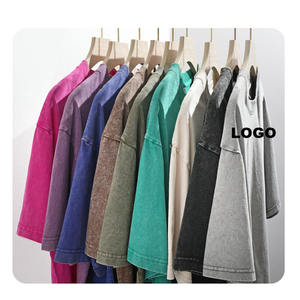 Etiqueta privada 230 gramos negro Vintage niños de gran tamaño camisetas de manga corta 100% algodón blanco piedra ácido lavado camiseta para hombres - Product Image 1