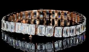 Brazalete de Tenis con Moissanita Corte Esmeralda, Plata de Ley 925, Brazalete de Diamantes Unisex, Joyería Elegante y Brillante - Product Image 4