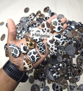 Natural <b>Black</b> Septarian Quartz Oval Cut Cabochon Gemstone 20-40mm 7-12g Loose for Jewelry Making Wholesale From Rajasthan - Product Image 1