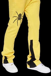 Most Comfortable Men's Flared Sweatpants 290 GSM Yellow Fleece Casual Style with Custom Printing Fabric Material <b>Stacked</b> Design - Product Image 3