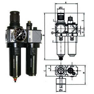 Unités de filtration-réducteur-lubrificateur Variobloc 3464GFA 3/8 à vidage automatique en métal - Product Image 1
