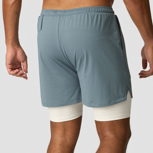 Short d'entraînement doublé de compression blanc personnalisé OEM pour hommes séchage rapide Tennis Sports Gym Basketball Couverture Summer Workout Gym Solid - Product Image 2