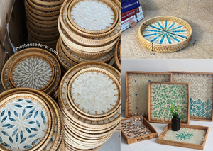Plateau décoratif en bambou et rotin pour le rangement sur table et la décoration intérieure Vietnam - Product Image 5