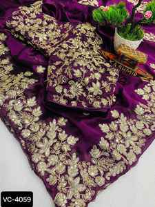 Indian Ethnic Wear Pure Rangoli Silk with Codding c Pallu Embroidery Work and All Over Sari Butta Work with Cut Work Border Sari - Product Image 2