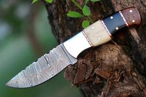 Couteau de chasse de Bushcraft de Damas fait à la main avec gaine en cuir couteau de Camping de chasse de Style Cowboy supporté par OEM nouveau Style extérieur - Product Image 2