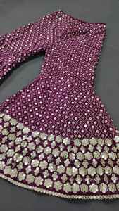 ชุดแต่งงานสุดคลาสสิกสำหรับผู้หญิง,ชุดสูท Sharara สไตล์ปากีสถาน Salwar Kameez งานกระจกฟอยล์จอร์จหนารุ่นล่าสุด - Product Image 5