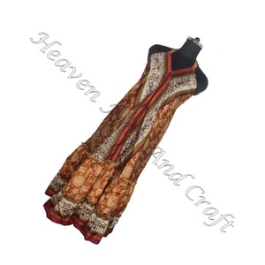 Femmes été bohème Vintage soie Sari longue robe élégante col en V sans manches multicolore vêtements de plage pour les robes de dîner des adultes - Product Image 5
