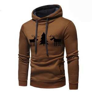 Nuevas llegadas personalizadas 100% algodón estampado informal canguro bolsillo hombres Navidad pulóver sudaderas con capucha - Product Image 3