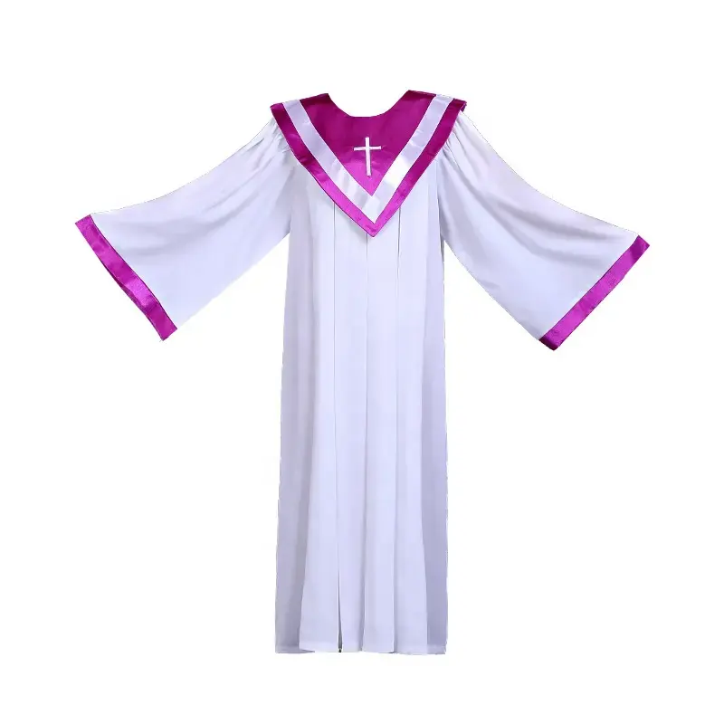 Diseño personalizado estilo Wesley al por mayor túnicas del clero Iglesia | Color personalizado acanalado al por mayor para coro de la Iglesia