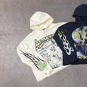 Sweats à capuche pour hommes Sweats à capuche imprimés graphiques noirs avec manches Design Streetwear Hip Hop Pull Sweat à capuche Logo personnalisé OEM - Product Image 5