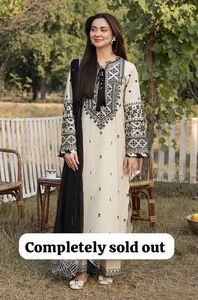 Vêtements de détente pour femmes ensembles coordonnés sur toute la longueur avec des manches mousseline de coton indien pakistanais ensembles modestes ivoire salwar kameez - Product Image 5