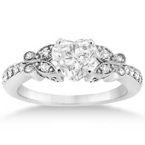14K White Gold Fine <b>Jewelry</b> <b>Set</b> Heart Diamond Butterfly Design <b>Bridal</b> Ring 0.96ct - Product Image 1