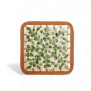 Sets de table en nacre avec rotin pour décoration de table de mariage, sets de table élégants en coquillage pour événements de luxe, vente en gros - Product Image 1