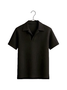 เสื้อเชิ้ตผู้ชายทรงเข้ารูปคุณภาพสูง สีพื้น คอตั้ง ผ้ายืด/คอตตอน 220 กรัม ผ้าถัก ติดกระดุมด้านหน้า ซักแล้ว ทรงมินิมอล แขนสั้น - Product Image 5