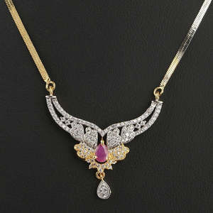 American Diamond <b>Locket</b> Set - Golden - Product Image 3