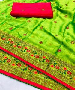 ผ้าส่าหรีผ้าไหมเนื้อนุ่มสำหรับผู้หญิงผ้าส่าหรีชิ้นแฟนซีดีไซน์ใหม่ล่าสุด - Product Image 5