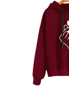 Womens Maroon Hoodie With Grey Jogger Set <b>Finger</b> Heart Print Cotton Fleece Casual Tracksuit Two Piece Sweat Suit OEM - Product Image 5