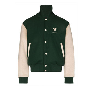 2025 <b>Men's</b> Custom Letterman Street Wear <b>Jacket</b> 100% Cotton <b>Long</b> Sleeve With Stand Collar Wholesale for Winter Season - Product Image 1