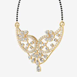 Collier Mangalsutra en argent sterling pour femme avec diamants Moissanite ronds et en forme de poire – Bijoux haut de gamme - Product Image 2