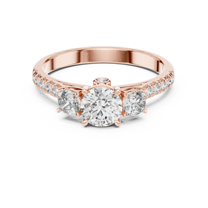 Anillo de Lujo con Corte Redondo Cultivado en Laboratorio con Corte Cojín en la Banda, Engastado en Oro Amarillo de 18 Quilates, Ideal para Compromiso, Uso Diario y Eventos Glamurosos - Product Image 1