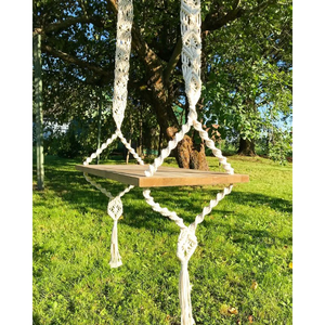 Balançoire en bois macramé style bohème pour adulte, pour utilisation en extérieur, pour mobilier d'extérieur - Product Image 2