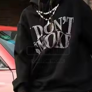 Peso pesado Cómodo Manga completa Hombres Algodón Mezclado Sudadera con capucha Mejor diseño Hombres Sudaderas con diamantes de imitación - Product Image 4