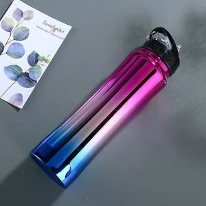 Bouteille d'eau isotherme en acier inoxydable à paroi simple de 800 ml, couleur dégradée électrolytique, petite bouteille de sport à taille cintrée - Product Image 4