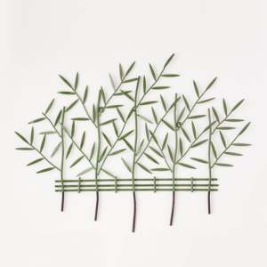 Decoración artística colgante de pared Verde Hoja de hierro abstracto con acabado en polvo 31x39 pulgadas para baño Vacaciones de Navidad - Product Image 1