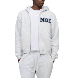 Sudadera con capucha para hombre, con cremallera, de algodón y forro polar, 420 GSM, corte holgado, con bordado personalizado para venta al por mayor OEM - Product Image 1