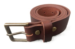 Cinturón de trabajo de cuero marrón genuino para hombre con rodillo de latón sólido para hebilla Cinturones de cuero auténtico de construcción de cuero de grano completo - Product Image 5